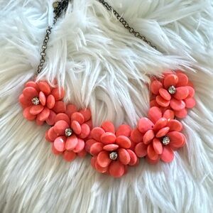 Pink  Coral colored Floral Necklace
